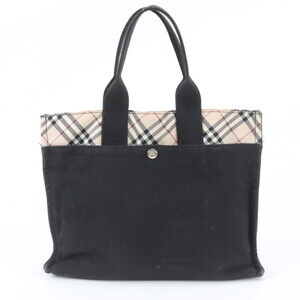 Burberry Nova Check Tote Bag, Shoulder Handbag, Black, Women's